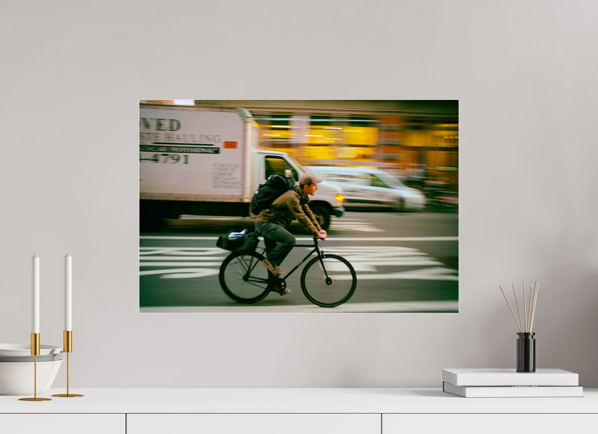 New York Street Photography - Bicycle Messenger in Motion