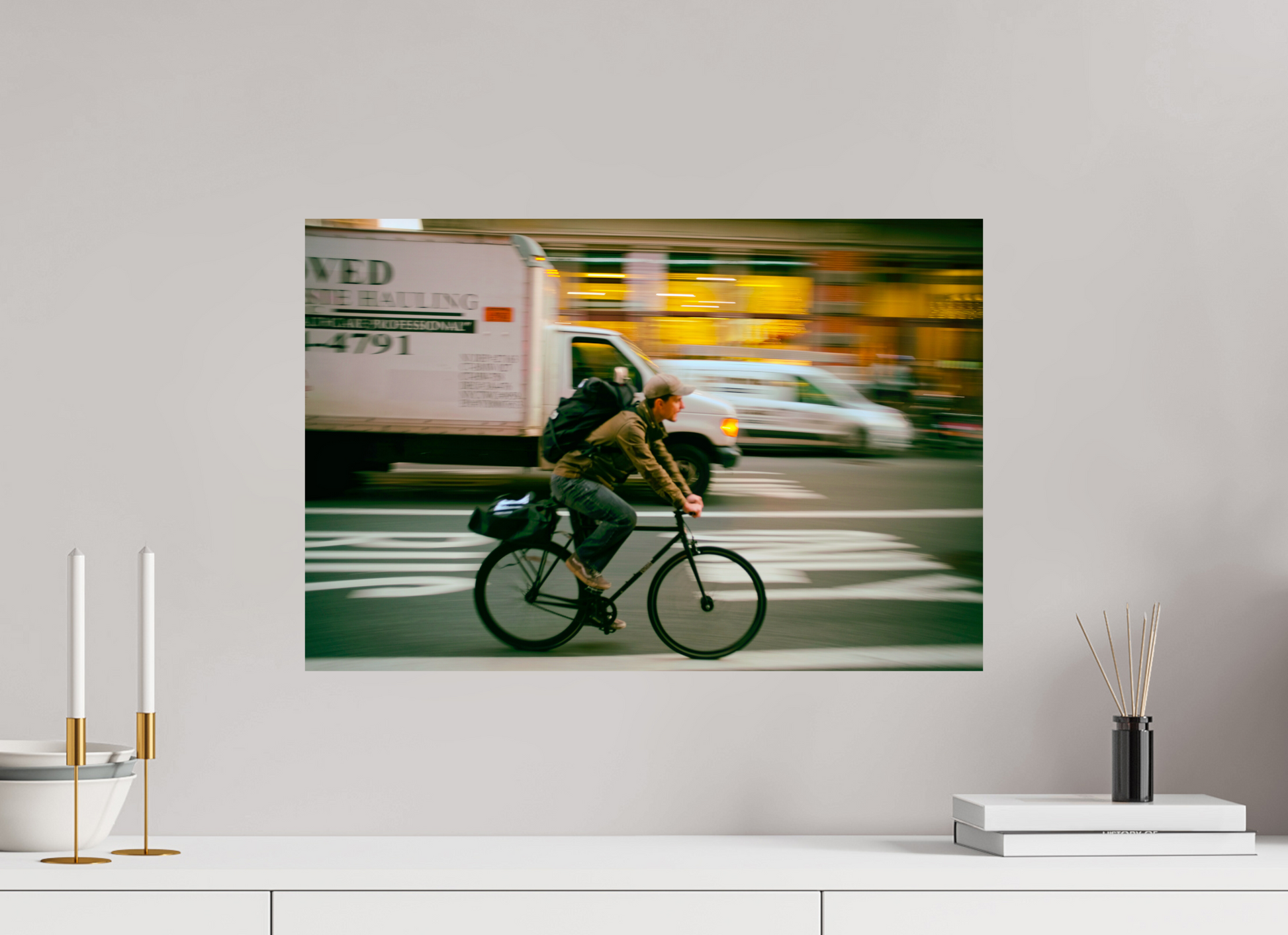 New York Street Photography - Bicycle Messenger in Motion