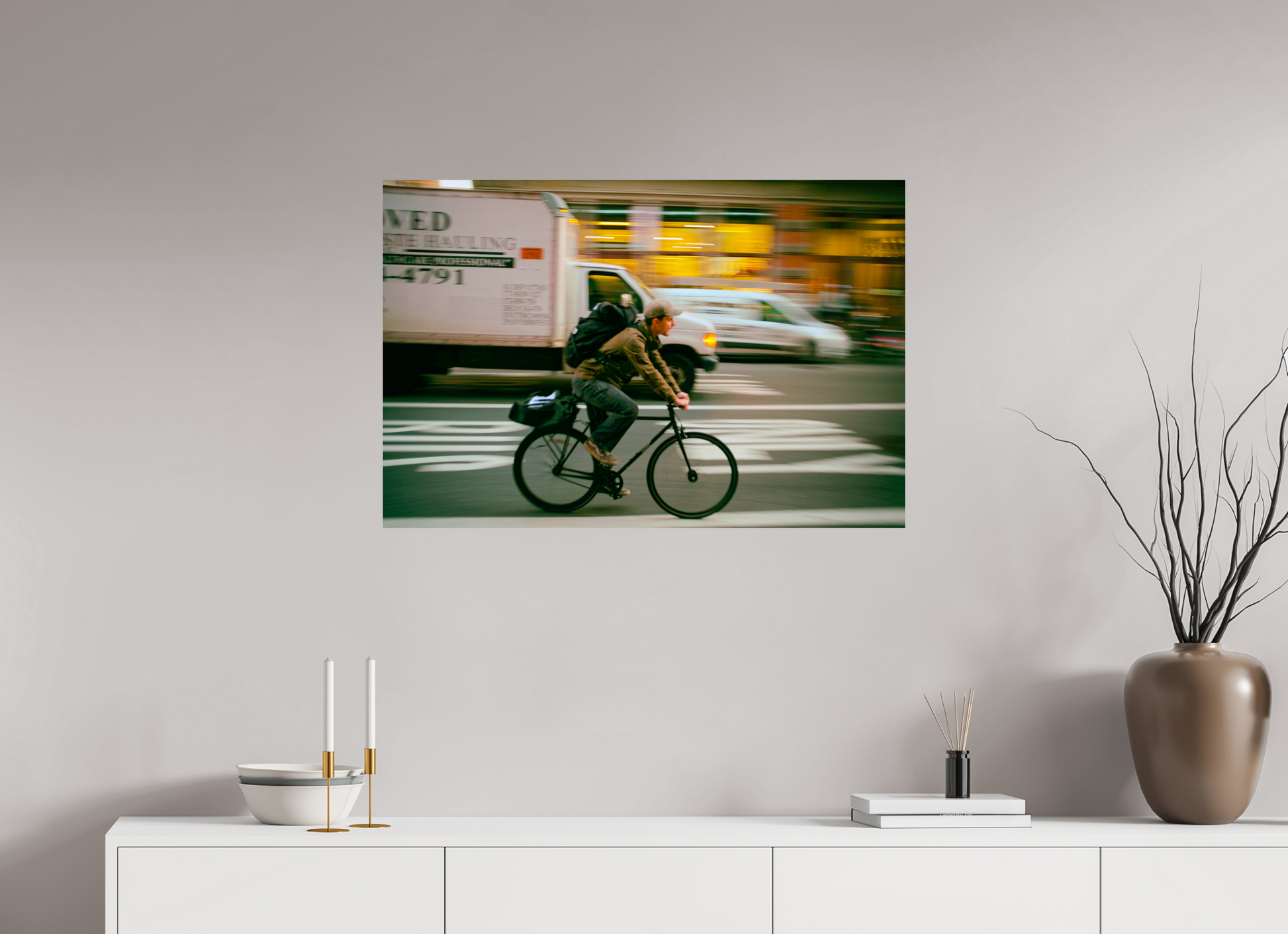 New York Street Photography - Bicycle Messenger in Motion